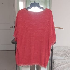 Red Knit Poncho Sweater